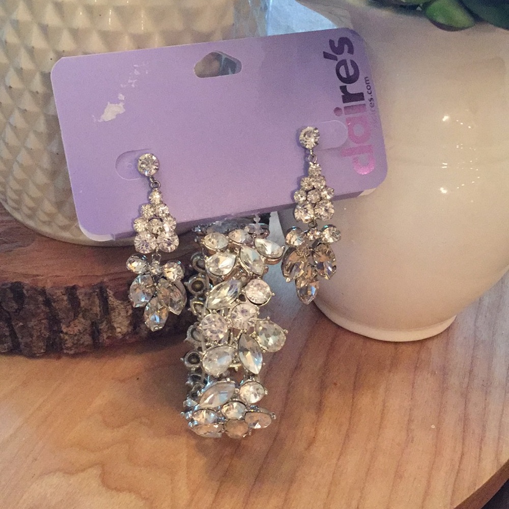 rhinestone homecoming prom earrings bracelet set